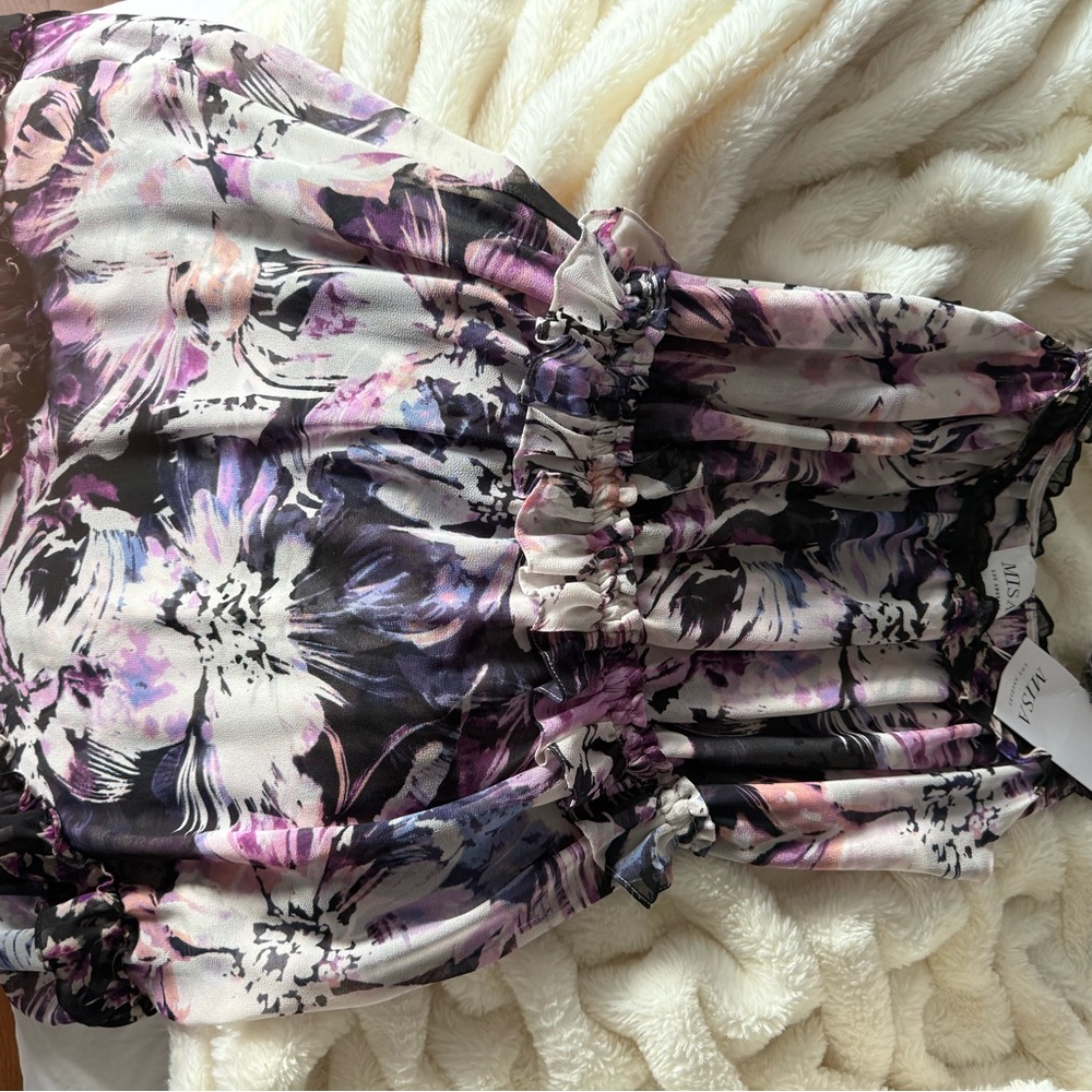 Misa Los Angeles Purple and Black Floral Dress